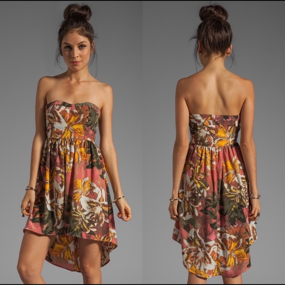 BB Dakota Stillman Orchid Printed Strapless Dress Size 4 - Picture 1 of 11